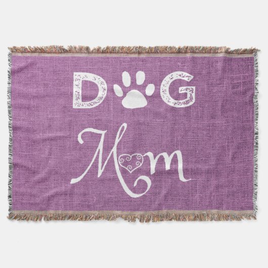 Magenta Burlap Dog Mam Throw Blanket Deken (Voorkant)