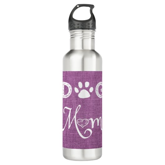Magenta Burlap Dog mam Waterfles (Voorkant)