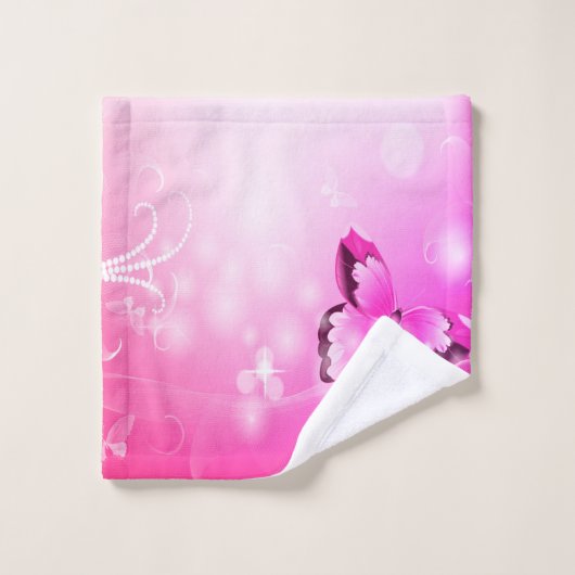 Magenta Butterfly Bad Handdoek (Wasdoekje)