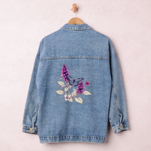 Magenta Butterfly Bush Denim Jacket (Hangar)