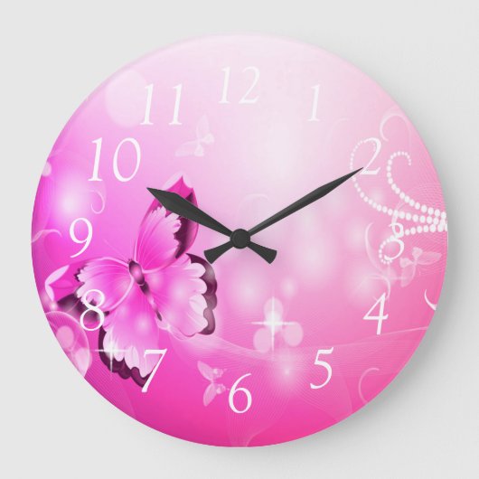 Magenta Butterfly Grote Klok (Voorkant)