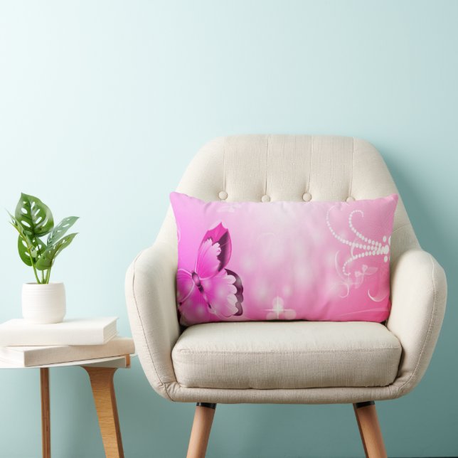 Magenta Butterfly Kussen (Stoel)