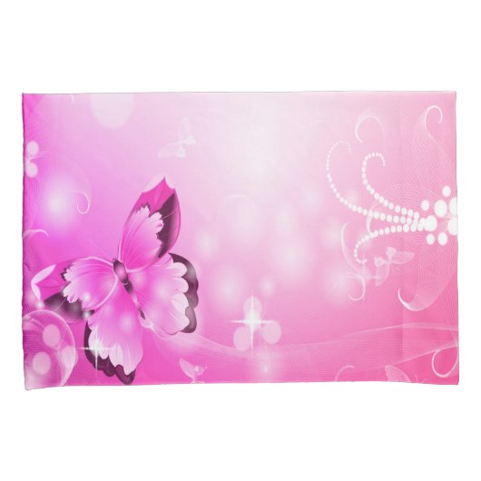 Magenta Butterfly Kussensloop (Voorkant-Rechts)