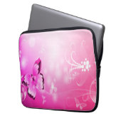 Magenta Butterfly Laptop Sleeve (Voorkant Links)