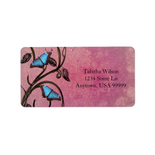 Magenta Butterfly Pair Address Label (Voorkant)