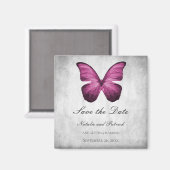 Magenta Butterfly Save the Date Magnet (Voorkant / Achterkant)