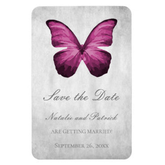 Magenta Butterfly Save the Date Magnet Magneet