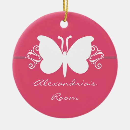 Magenta Butterfly Swirls door Ornament (Voorkant)