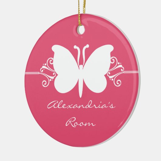 Magenta Butterfly Swirls door Ornament (Links)
