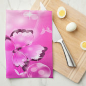 Magenta Butterfly Theedoek (Quarter Fold)