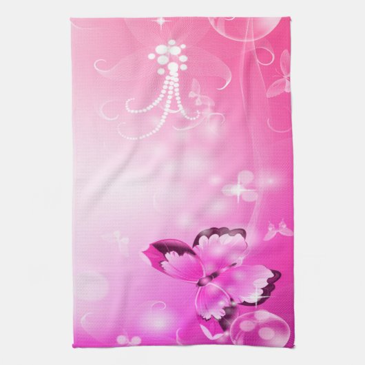 Magenta Butterfly Theedoek (Verticaal)