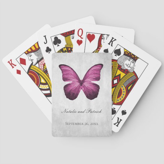 Magenta Butterfly Weduwkaarten Pokerkaarten (Achterkant)