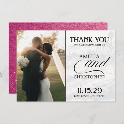 Magenta California Passport Bedankkaart (Voorkant / Achterkant)