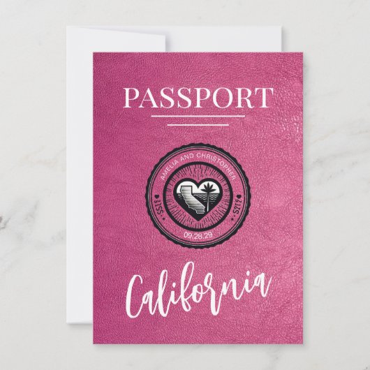 Magenta California Passport Bewaar de datum Save The Date (Voorkant)
