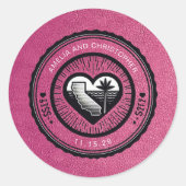 Magenta California Passport Ronde Sticker (Voorkant)