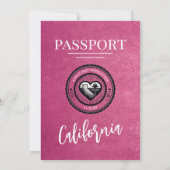 Magenta California Passport Wedding Kaart (Achterkant)