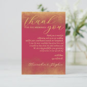 Magenta Calligraphy Couple Name Monogram Foto Bedankkaart (Staand voorkant)