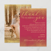 Magenta Calligraphy Couple Name Monogram Foto Bedankkaart (Voorkant / Achterkant)