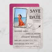 Magenta Cancun Paspoort Bewaar de datum Save The Date (Voorkant / Achterkant)
