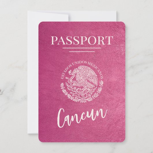 Magenta Cancun Paspoort Bewaar de datum Save The Date (Achterkant)