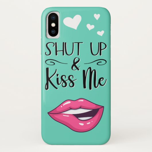 Magenta cartoon lippen Hou je kop en kus me aquama Case-Mate iPhone Case (Achterkant)