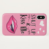 Magenta cartoon lippen Hou je kop en kus me roze Case-Mate iPhone Case (Achterkant (horizontaal))