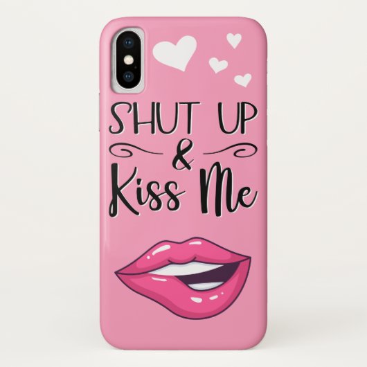 Magenta cartoon lippen Hou je kop en kus me roze Case-Mate iPhone Case (Achterkant)