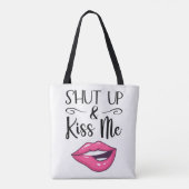 Magenta cartoon lippen Kus me wit. Tote Bag (Achterkant)