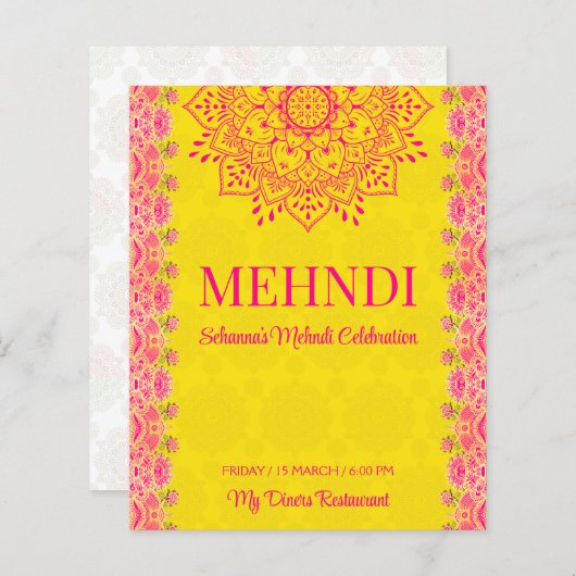 Magenta cerise bright yellow Mehndi budget nodig (Voorkant / Achterkant)