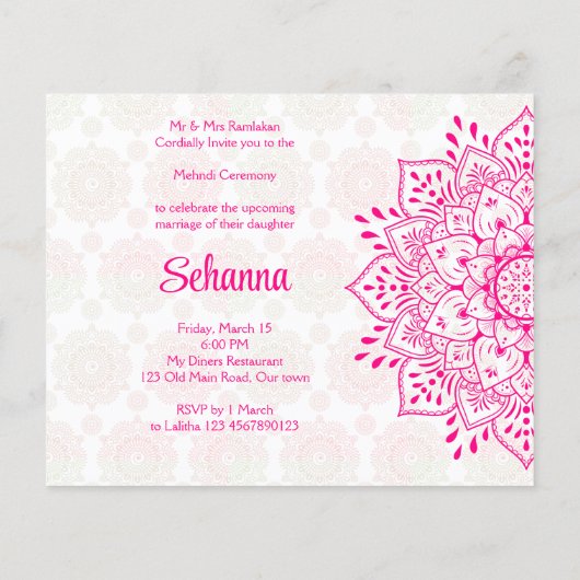 Magenta cerise bright yellow Mehndi budget nodig (Achterkant)