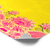 Magenta cerise heldergeel Mehndi-welkomstteken Poster (Hoek)