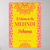 Magenta cerise heldergeel Mehndi-welkomstteken Poster (Voorkant)