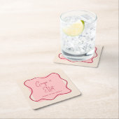 Magenta Cheers Wedding Wedding Modern Bold Wavy Li Kartonnen Onderzetters (Insitu)