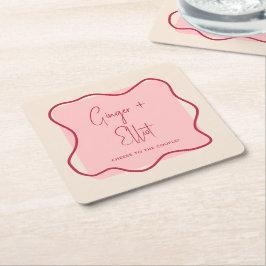 Magenta Cheers Wedding Wedding Modern Bold Wavy Li Kartonnen Onderzetters