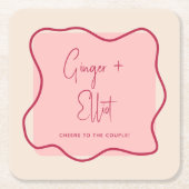 Magenta Cheers Wedding Wedding Modern Bold Wavy Li Kartonnen Onderzetters (Voorkant)