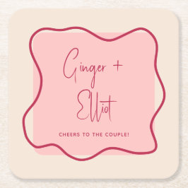 Magenta Cheers Wedding Wedding Modern Bold Wavy Li Kartonnen Onderzetters