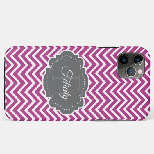 Magenta Chevron Aangepaste iPhone Case (Achterkant (horizontaal))