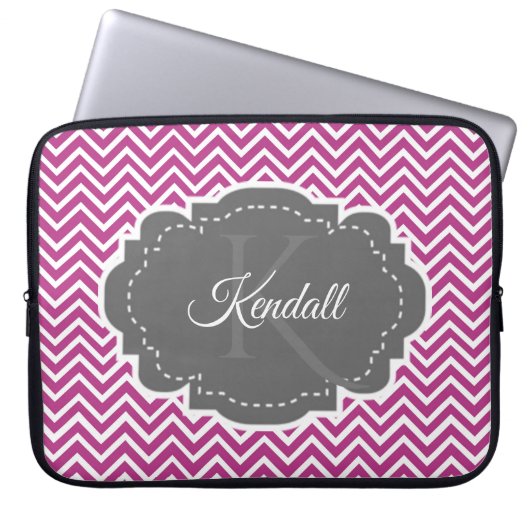 Magenta Chevron - Aangepaste laptophoes Laptop Sleeve (Voorkant)