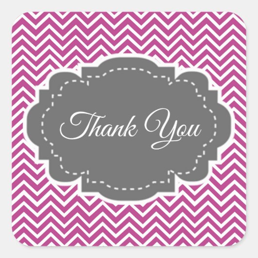 Magenta Chevron Dank u Sticker (Voorkant)