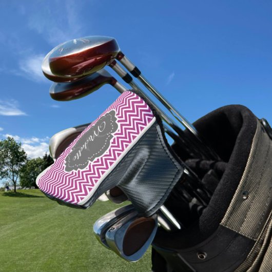 Magenta Chevron Persoonlijk Golf Head Hoesje Golfheadcover