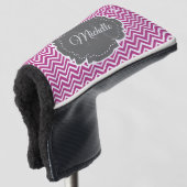 Magenta Chevron Persoonlijk Golf Head Hoesje Golfheadcover (3/4 voorkant)