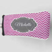 Magenta Chevron Persoonlijk Golf Head Hoesje Golfheadcover (Voorkant)
