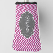 Magenta Chevron Persoonlijk Golf Head Hoesje Golfheadcover (Draai 90)