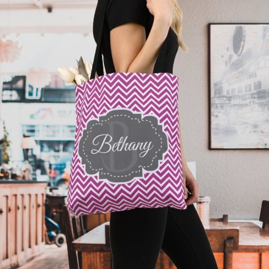 Magenta Chevron Persoonlijke Canvas tas