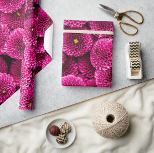 Magenta Chrysanthemum Floral Wrapping Paper Cadeaupapier