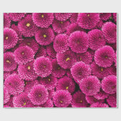Magenta Chrysanthemum Floral Wrapping Paper Cadeaupapier (Vlak)