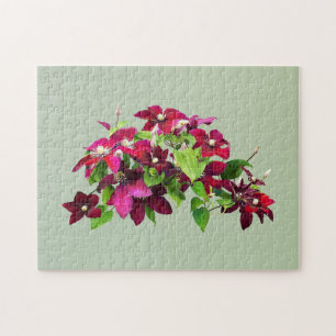 Magenta clematis met wijnstok legpuzzel