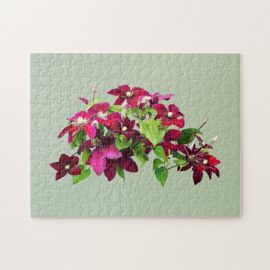 Magenta clematis met wijnstok legpuzzel (Horizontaal)