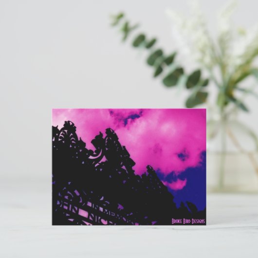 magenta cloud small, Broke Bird Design Briefkaart (Staand voorkant)