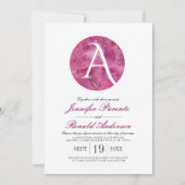 Magenta Cloud Window Monogram Weddenschap Kaart (Voorkant)